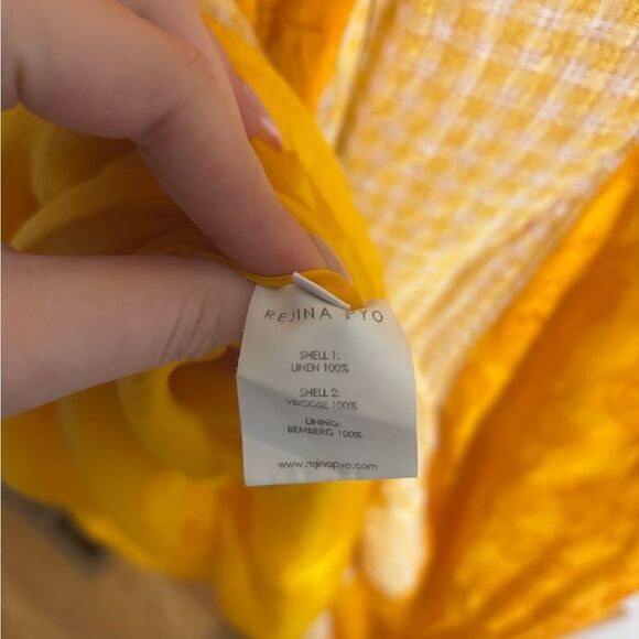Rejina Pyo yellow Printed Dylan midi Dress size 10 - Picture 10 of 12